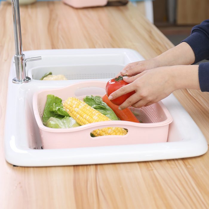 Double-layer Thickened Vegetable Basin Drain Basket Plastic Large Bowl Rack