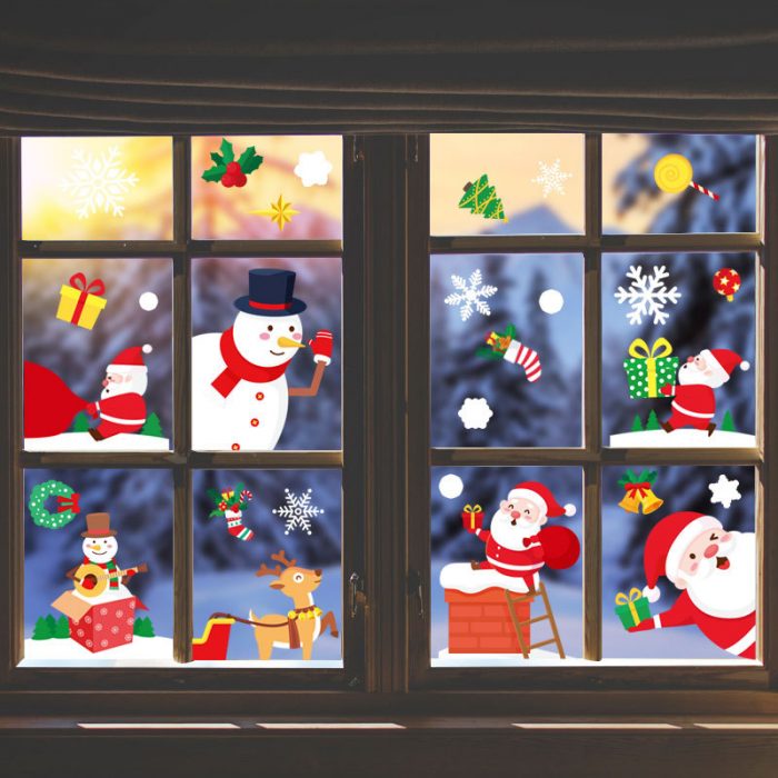 Christmas Decorations Glass Static Stickers Christmas Party Decorations