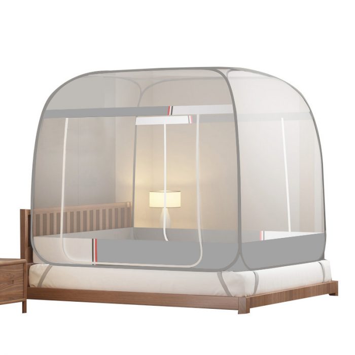 Foldable double household mosquito net without installation