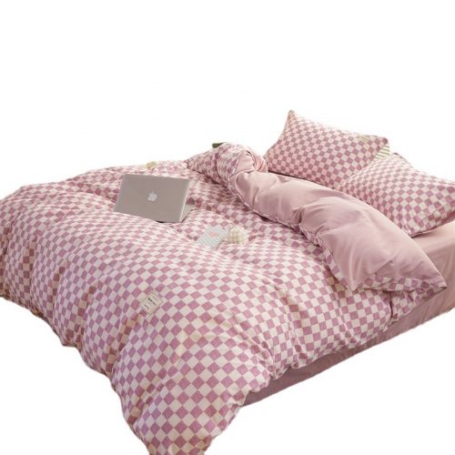 Product Type: Loka cotton brushed four-piece set of simple bed sheets and quilt covers Item No.: Loka Cotton Kit Printing and Dyeing Process Active Printing and Dyeing Weaving Process Grinding Pattern: Stripes Style: bed sheet, fitted sheet Applicable bed size 1.2m, 1.5m, 1.8m, 2.0m Product grade: qualified product style: Japanese Flower type: checkerboard purple, amber blue, magic square, pudding, cherry blossom powder, checkerboard yellow Size specifications: 1.2m three-piece bed sheet (quilt cover 150x200cm), 1.2m bed sheet type four-piece set (quilt cover 150x200cm), 1.35m bed sheet type four-piece set (quilt cover 180x220cm), 1.5-1.8m four-piece bed sheet (quilt cover) 200x230cm), 2.0m four-piece bed sheet (quilt cover 220x240cm), 1.2m bed sheet three-piece (quilt cover 150X200, bed sheet 120x200), 1.2m four-piece bed sheet (quilt cover 150X200, bed sheet 120x200), 1.5 m four-piece set (quilt cover 180X220, mattress 150x200cm), 1.5m four-piece set (quilt cover 200X230, mattress 150x200), 1.8m four-piece set (quilt cover 200X230, mattress 180x200, 1.8 m Fitted four-piece set (quilt cover 220X240, mattress 180x200) (cm) Material: Loka Cotton