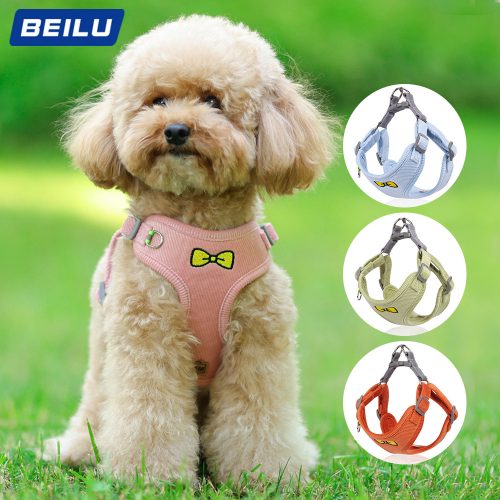 New pet chest harness vest embroidered dog harness corduroy leash