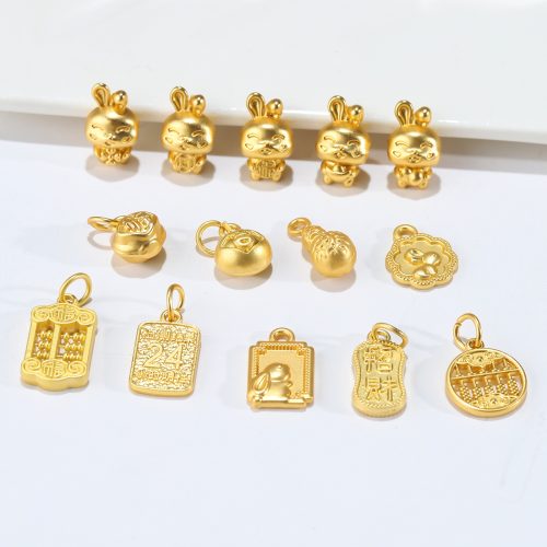 Happiness 5 Lucky Rabbit Alloy Accessories DIY Jewelry Pendant Fashion Commuting Simple Fu Word Hang Tag Alloy Accessories